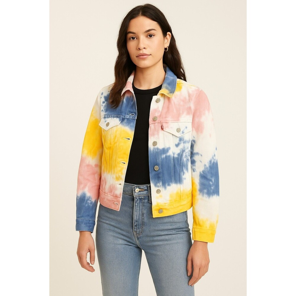 Levi’s Premium Vintage Fit Tie-Dye Trucker Denim Jacket Women’s Small Multicolor